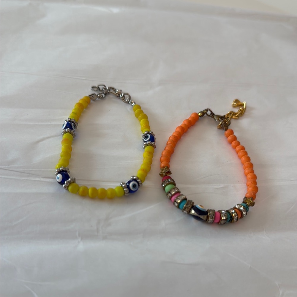 Yellow and Orange Beaded Jewelry Bracelets